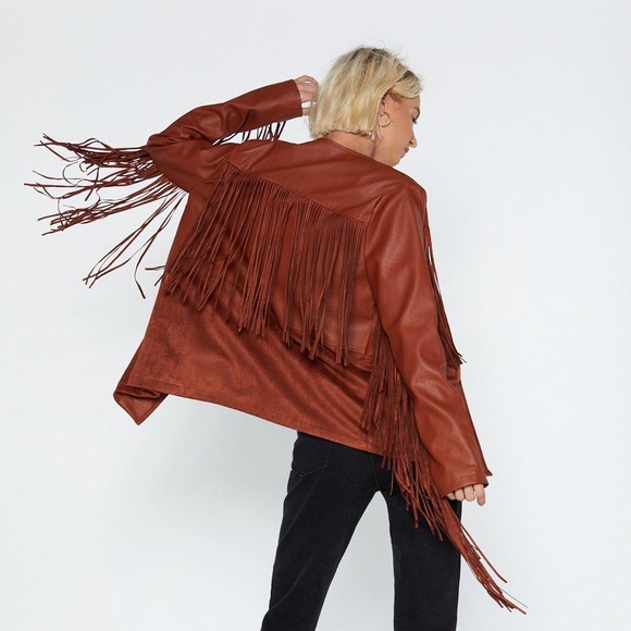 fringe faux leather jacket - Picture 3 of 3